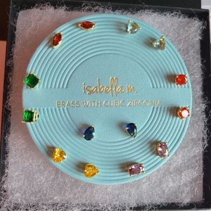 Isabella M. 7 Pairs of Brass with Cubic Zirconia Earrings.